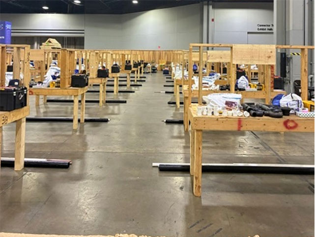 Plumbing tools and materials at competition station